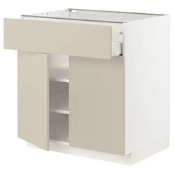 METOD / MAXIMERA Podni element s fiokom/2 vrata, bela/Havstorp bež, 80x60 cm