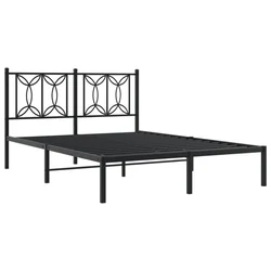Vidaxl Kovinski posteljni okvir z vzglavjem črn 135x190 cm