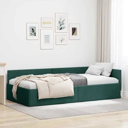 Kutni okvir kreveta Tamnozelena 100 cm x 200 cm tkanina