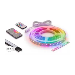KOMPLET 1x LED RGBW traka NEO LITE LED/24W/230V 5 m IP65 Wi-Fi + 5x profil 1 m + daljinski upravljač