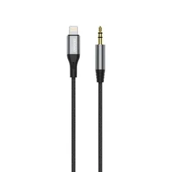 DUDAO AUX avdio kabel v bombažni prepletenosti iPhone Lightning - mini jack 3,5 mm 1 m siv