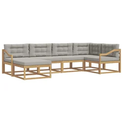 Set vanjskih sofa 5 pcs Bijela i svjetlosiva Poliester