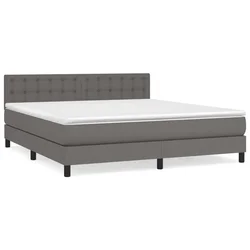 Vidaxl Box spring postelja z vzmetnico siv 160x200 cm umetno usnje