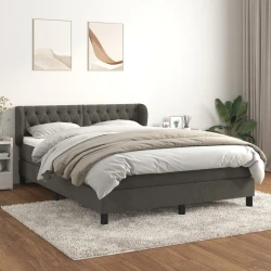 shumee Box spring posteljni z vzmetnico temno siv 140x190 cm žamet