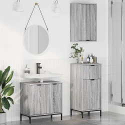 Set namještaja za kupaonicu s ladicama 3 pcs Sivi hrast sonoma