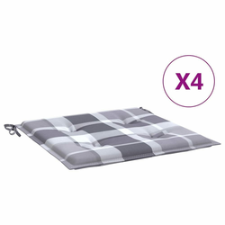 Vidaxl Blazine za vrtne stole 4 kosi sive karo 50x50x3 cm oxford