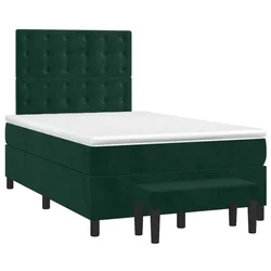 Vidaxl Box spring postelja z vzmetnico temno zelen 120x190 cm žamet