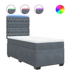 Vidaxl Box spring postelja z vzmetnico temno siva 80x200 cm žamet