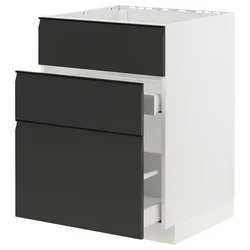 METOD / MAXIMERA Pod.element sudop. i 3front/2fioke, bela/Upplöv boja antracita, mat, 60x60 cm