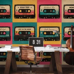Tapeta retro barvne avdio kasete - 490x330