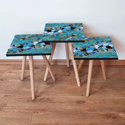 Hanah Home Set klub stočića 3Shp280, 3 komada, Šarena