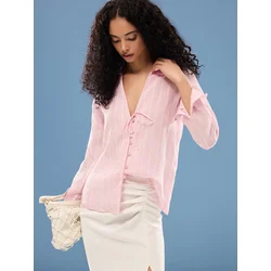 Trendyol Bluza roza / bela
