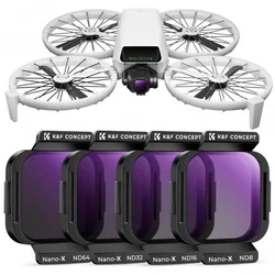 K&F CONCEPT DJI Flip Filter 4pcs(ND8+ND16+ND32+ND64), anti-reflective green coating on one side