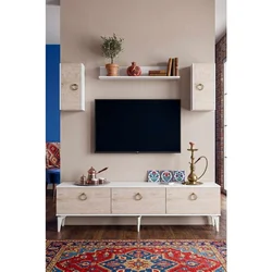 Hanah Home TV komoda Demet, bela / travertin