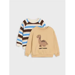 Sinsay - Pamučni crewneck duksevi sa motivom dinosaurusa 2 pack - šareno