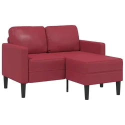 Dvosjed s ležaljkom u obliku slova L, vino crvene boje, 125 cm, umjetna koža