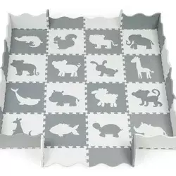 ECO TOYS Podloga za igru sa ogradom 36 elemenata Sivo-bela 154x154 cm