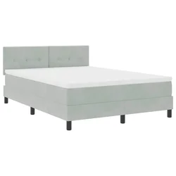 Vidaxl LED Box Spring Postelja Svetlo siva 160 x 200 cm Žamet