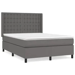 Vidaxl Box spring postelja z vzmetnico siv 140x200 cm umetno usnje