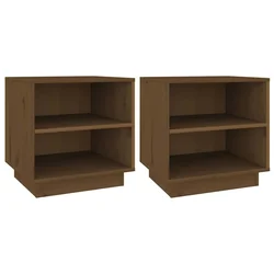 Vidaxl Nočna omarica 2 kosa medeno rjava 40x34x40 cm trdna borovina