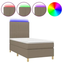 Vidaxl Box spring postelja z vzmetnico LED taupe 80x200 cm blago