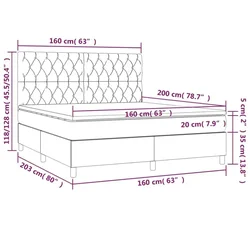 shumee Box spring postelja z vzmetnico LED črna 160x200 cm žamet