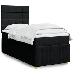 vidaXL Box spring postelja z vzmetnico črna 90x200 cm blago