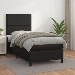 shumee Box spring postelja z vzmetnico črn 90x190 cm umetno usnje