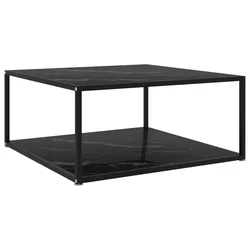 Stolić za kavu crni 80 x 80 x 35 cm od kaljenog stakla