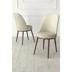 Hanah Home set trpezarijskih stolica Jaxe 8 kom, krem tkanina Babyface, braon metalne noge