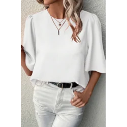Bluza s kratkimi rokavi, bela