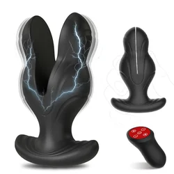 SuperLove E-Stim Expanding Vibrating Butt Plug with Remote Black
