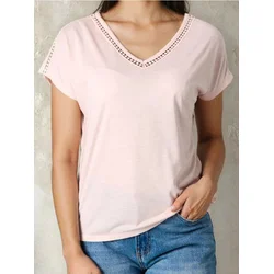 Sinsay - Viskozna bluza sa čipkastim umetnutim delovima - pastelno roze