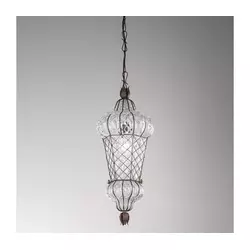SIRU - Luster na lancu BABA 1xE27/60W/230V prečnik 30 cm prozirno/smeđe venecijansko staklo