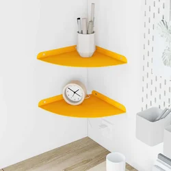 Lebdeća polica s policom s pohranom 2 pcs Žuta 24 x 24 x 2 cm