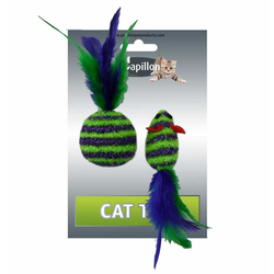 Miška in žoga s perjem zeleno-vijolične črte z bleščicami