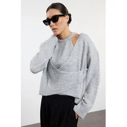 Trendyolmilla Ženski džemper TWOAW25HI00327, svetlosiva