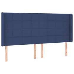 Vidaxl Vzglavje z ušesi modro 163x16x118/128 cm blago