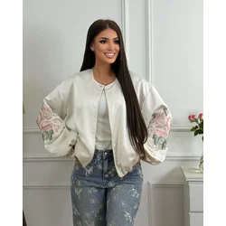 Squareonline Ženska jaknica Beige Blossom, Bela