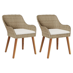 Vrtna stolica s jastukom 2 pcs Bež 62,5 x 55 x 82 cm poliratan