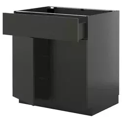 METOD / KNIVSHULT Podni element s fiokom/2 vrata, Crnosiva/Nickebo boja antracita, mat, 80x60 cm