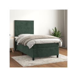 VIDAXL Box spring postelja z vzmetnico temno zelen 90x190 cm