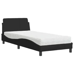 Vidaxl Postelja z vzmetnico Dover črna 90x200 cm blago