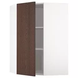 METOD Ugaoni zidni element s policama, bela/Sinarp smeđa, 68x100 cm