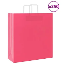 Papirnate vrećice 250 kom s ručkama ružičaste 45x17x48 cm