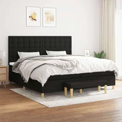 Box spring postelja z vzmetnico črn 200x200 cm blago