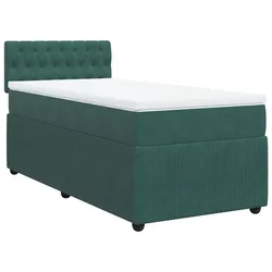 Vidaxl Box spring postelja z vzmetnico temno zelena 90x200 cm žamet