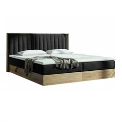 Boxspring postelja Beloit 176 (Zlati hrast + Soro 100)