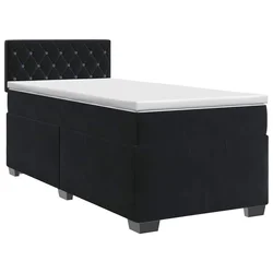 vidaXL Postelja boxspring z vzmetnico Črna 90 x 200 cm Žamet