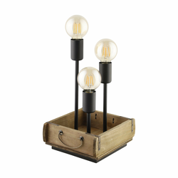 EGLO Stona lampa WOOTTON 3xE27 38 cm crna/drvo 43594